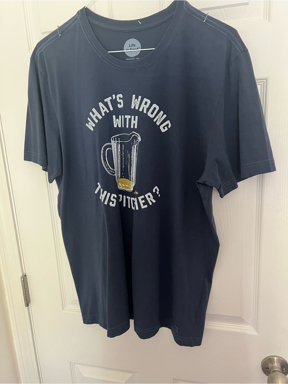 Life Is Good Navy Short-Sleeve Graphic Tee with Pitcher Print